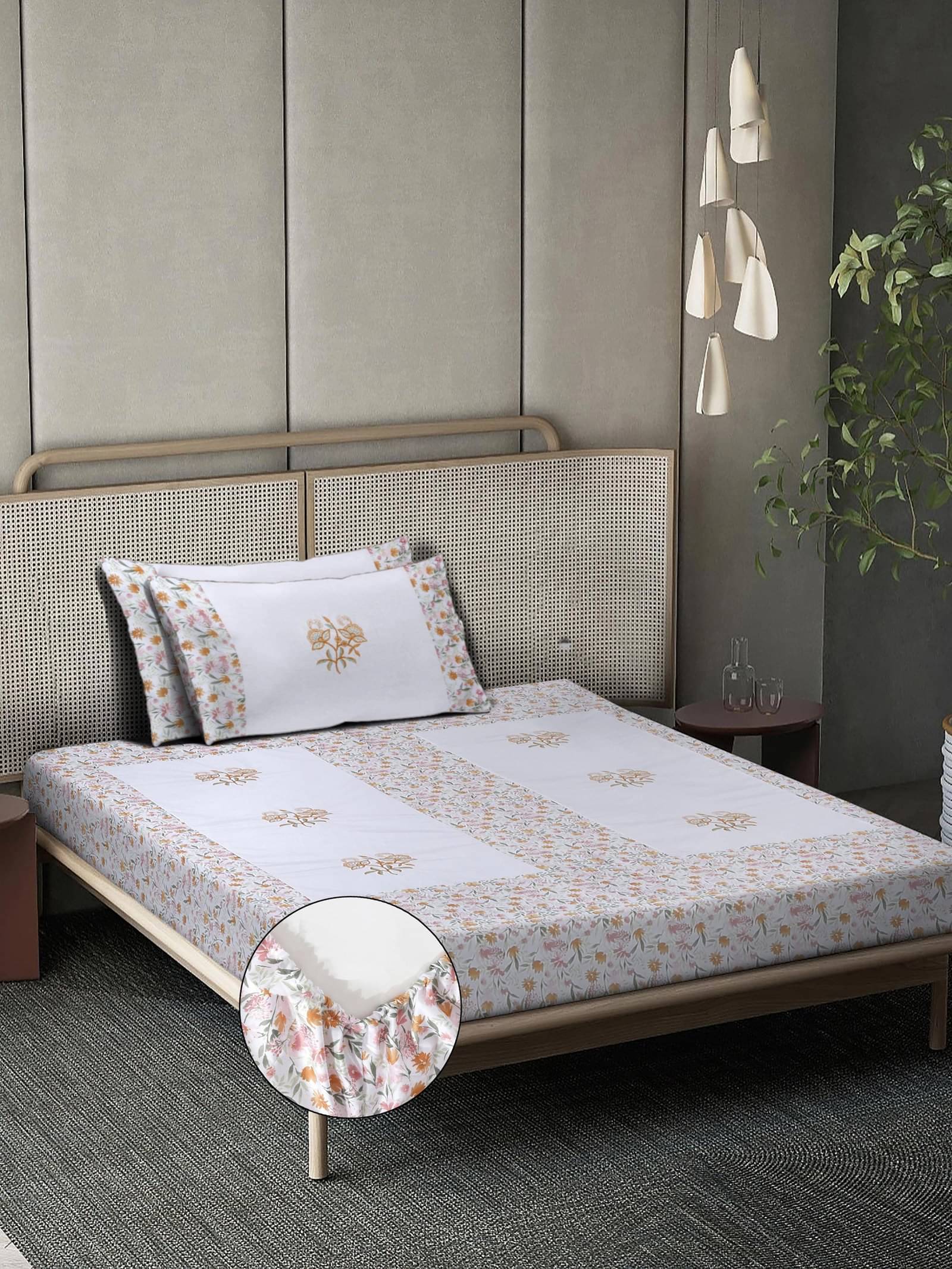 Klotthe Cotton 1 Single Bedsheet with 2 Pillow Covers ( White ) Klotthe Cotton 1 Single Bedsheet with 2 Pillow Covers ( White )