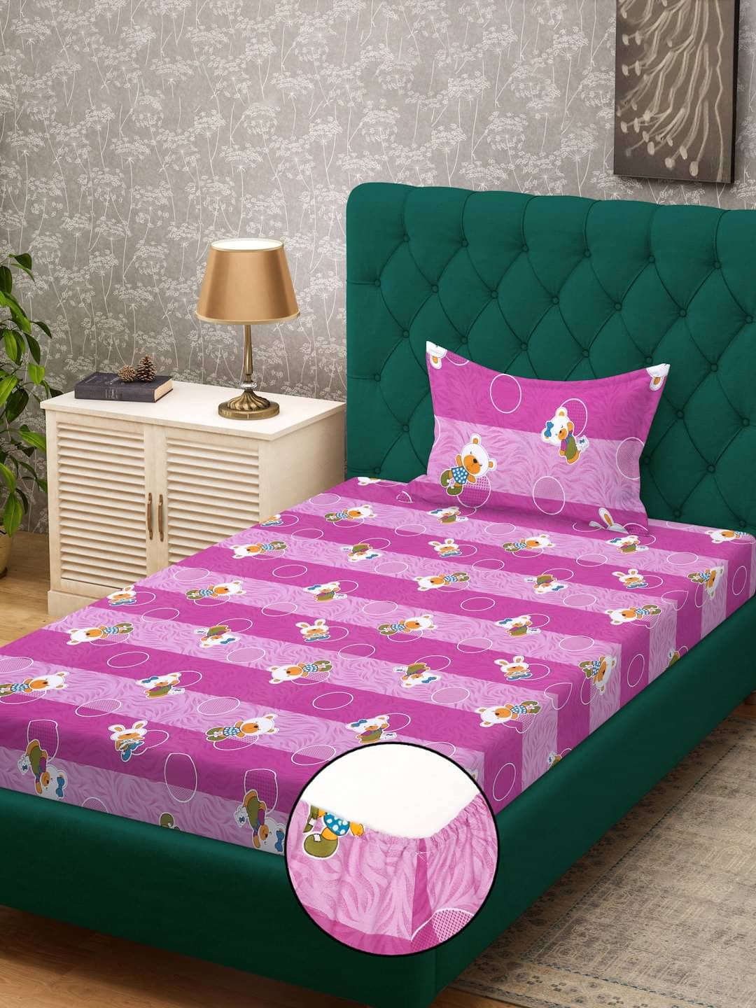     			Klotthe Cotton 1 Single Bedsheet with 1 Pillow Cover ( Purple )