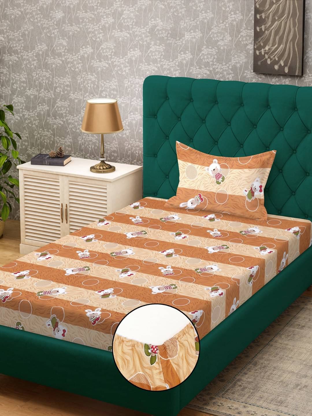     			Klotthe Cotton 1 Single Bedsheet with 1 Pillow Cover ( Mustard )