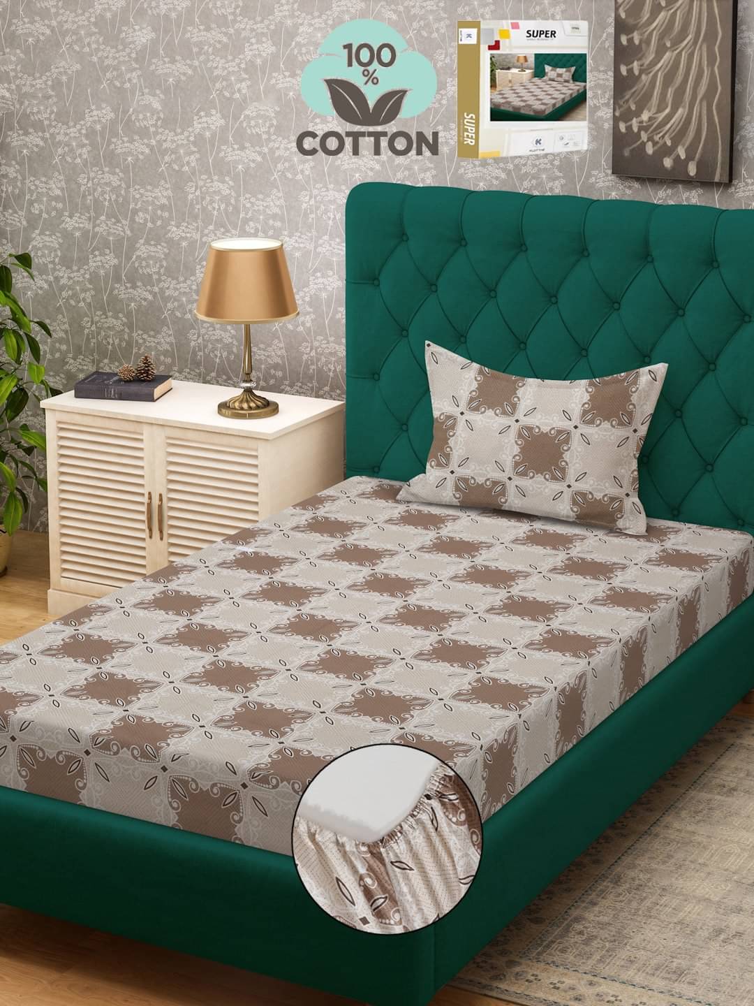 Klotthe Cotton 1 Single Bedsheet with 1 Pillow Cover ( Brown ) Klotthe Cotton 1 Single Bedsheet with 1 Pillow Cover ( Brown )