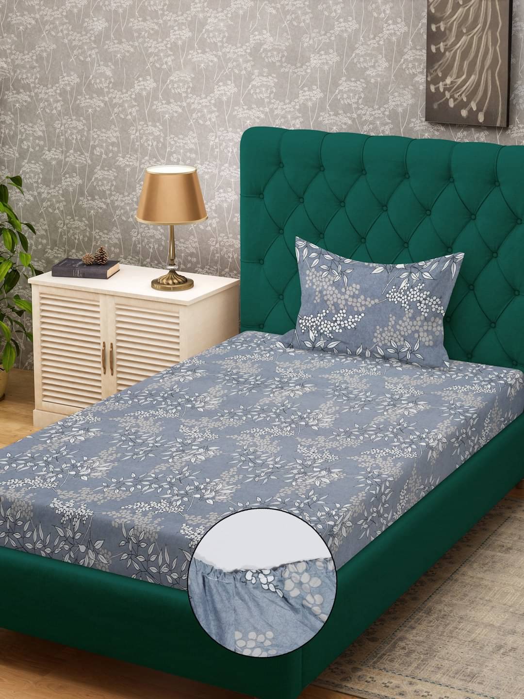     			Klotthe Poly Cotton 1 Single Bedsheet with 1 Pillow Cover ( Gray )