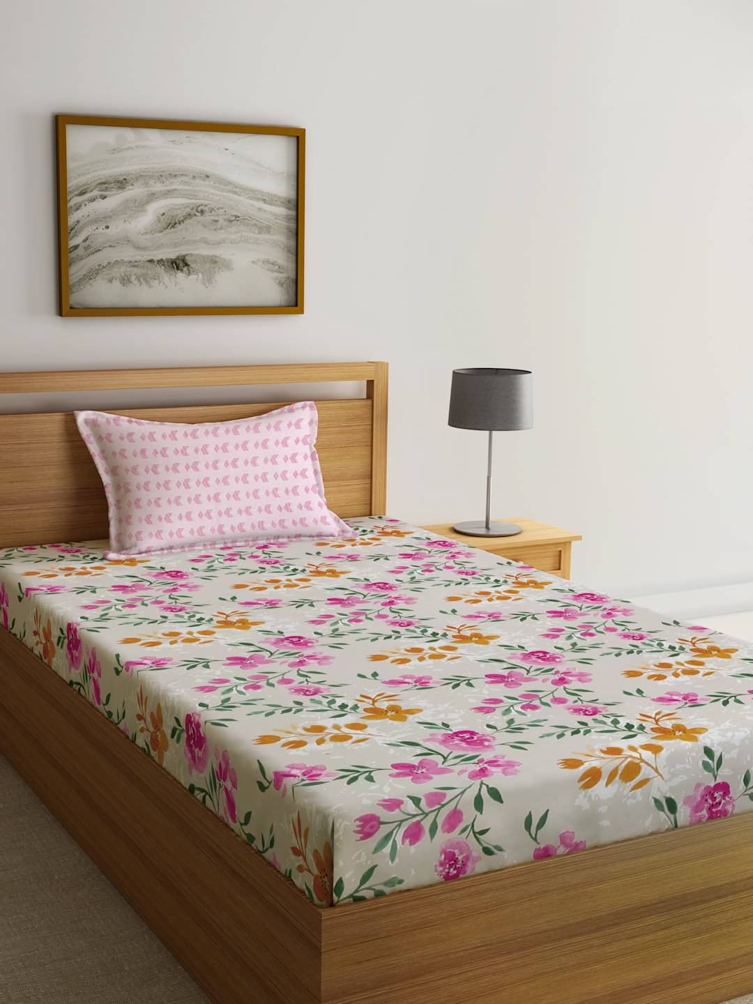 Klotthe Poly Cotton 1 Single Bedsheet with 1 Pillow Cover ( Multicolor ) Klotthe Poly Cotton 1 Single Bedsheet with 1 Pillow Cover ( Multicolor )