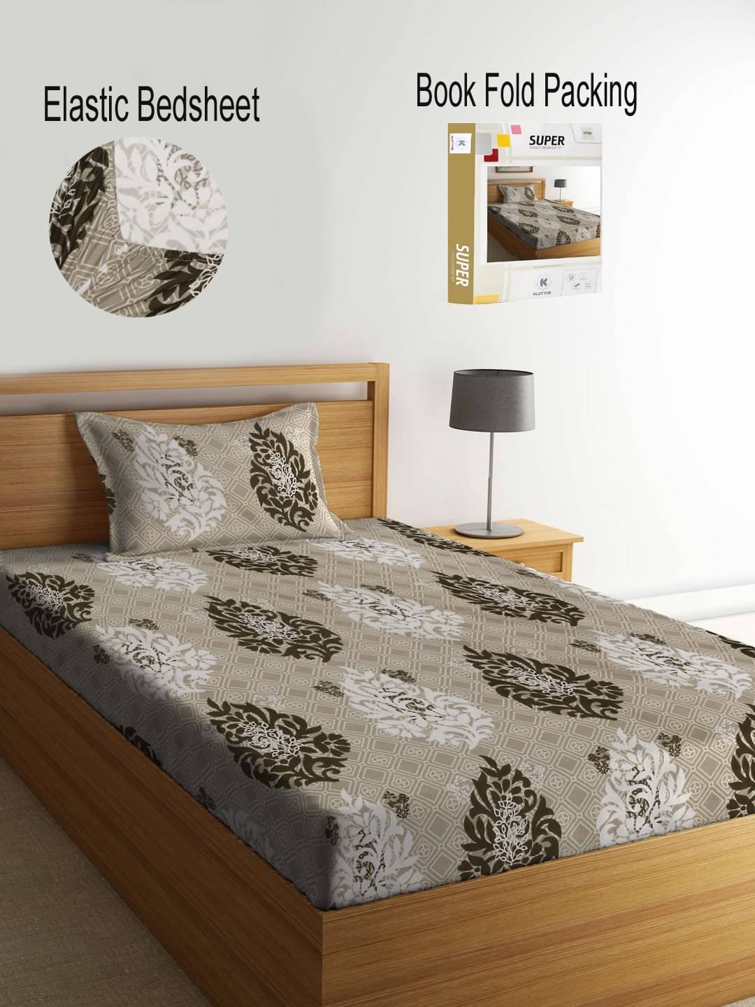     			Klotthe Poly Cotton 1 Single Bedsheet with 1 Pillow Cover ( Multicolor )