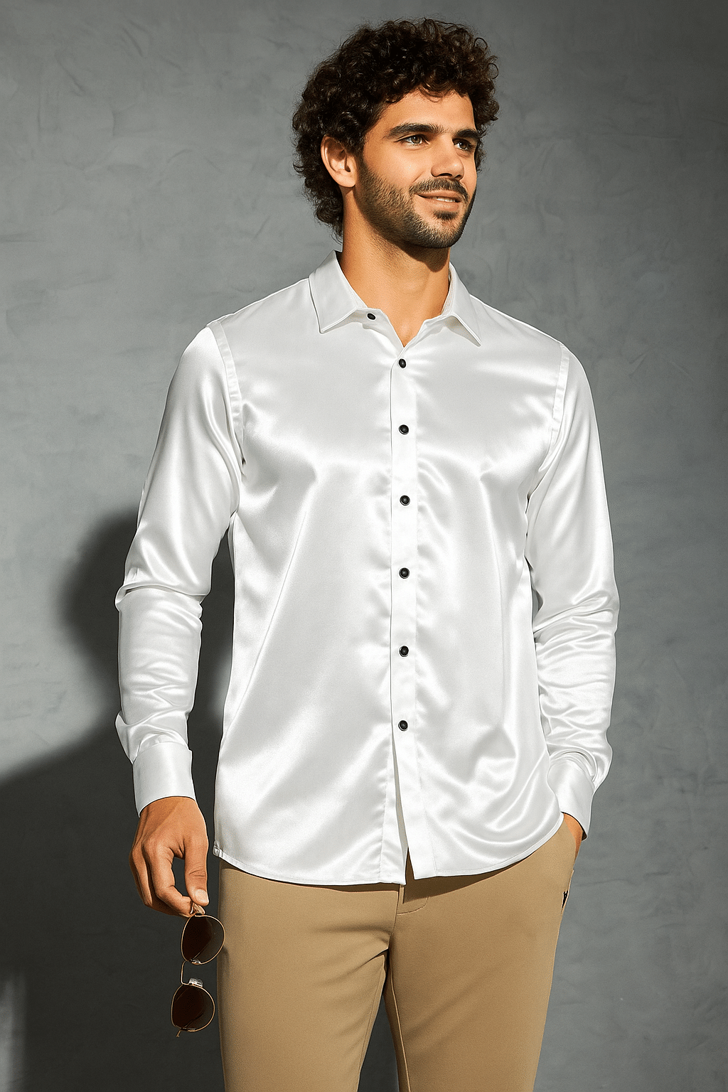     			NEW-18 Satin Regular Fit Solids Full Sleeves Men's Casual Shirt - White ( Pack of 1 )
