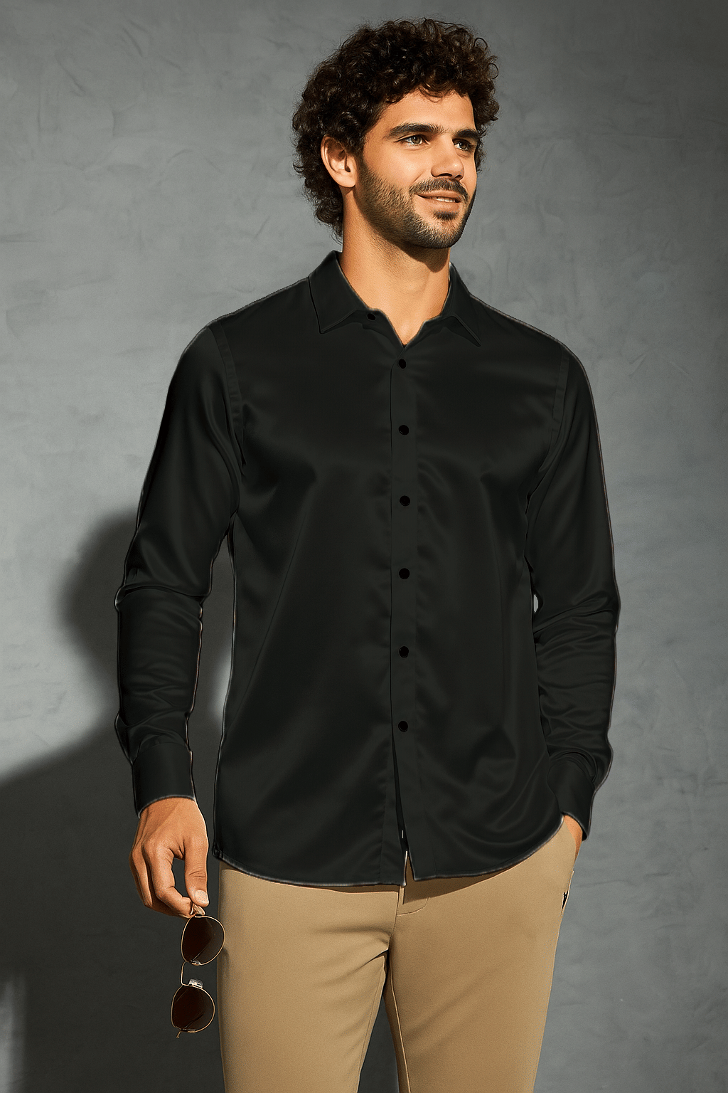 NEW-18 Satin Regular Fit Solids Full Sleeves Men's Casual Shirt - Black ( Pack of 1 ) NEW-18 Satin Regular Fit Solids Full Sleeves Men's Casual Shirt - Black ( Pack of 1 )
