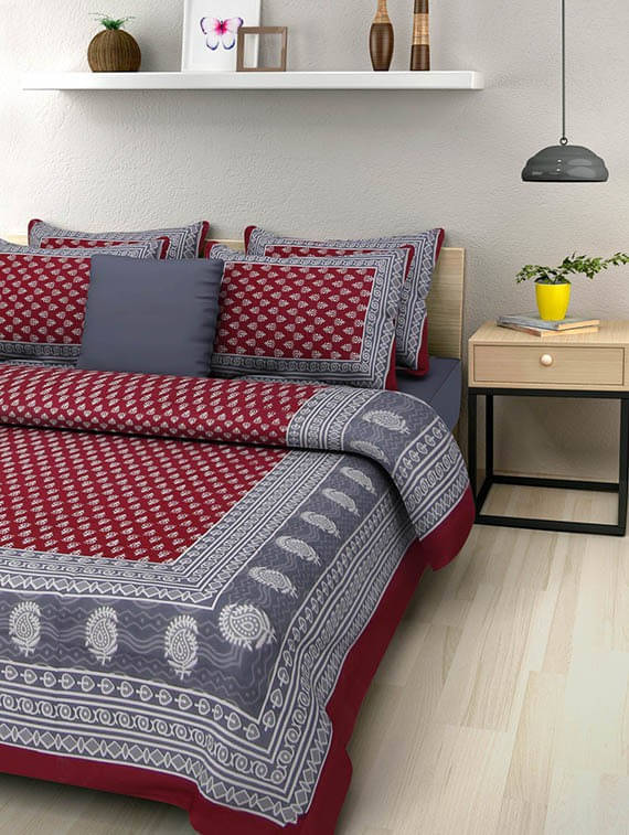 Navkaar Creation Cotton 1 Double Bedsheet with 2 Pillow Covers ( Maroon ) Navkaar Creation Cotton 1 Double Bedsheet with 2 Pillow Covers ( Maroon )