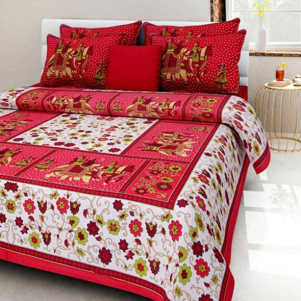     			Navkaar Creation Cotton 1 Double Bedsheet with 2 Pillow Covers ( Multicolor )