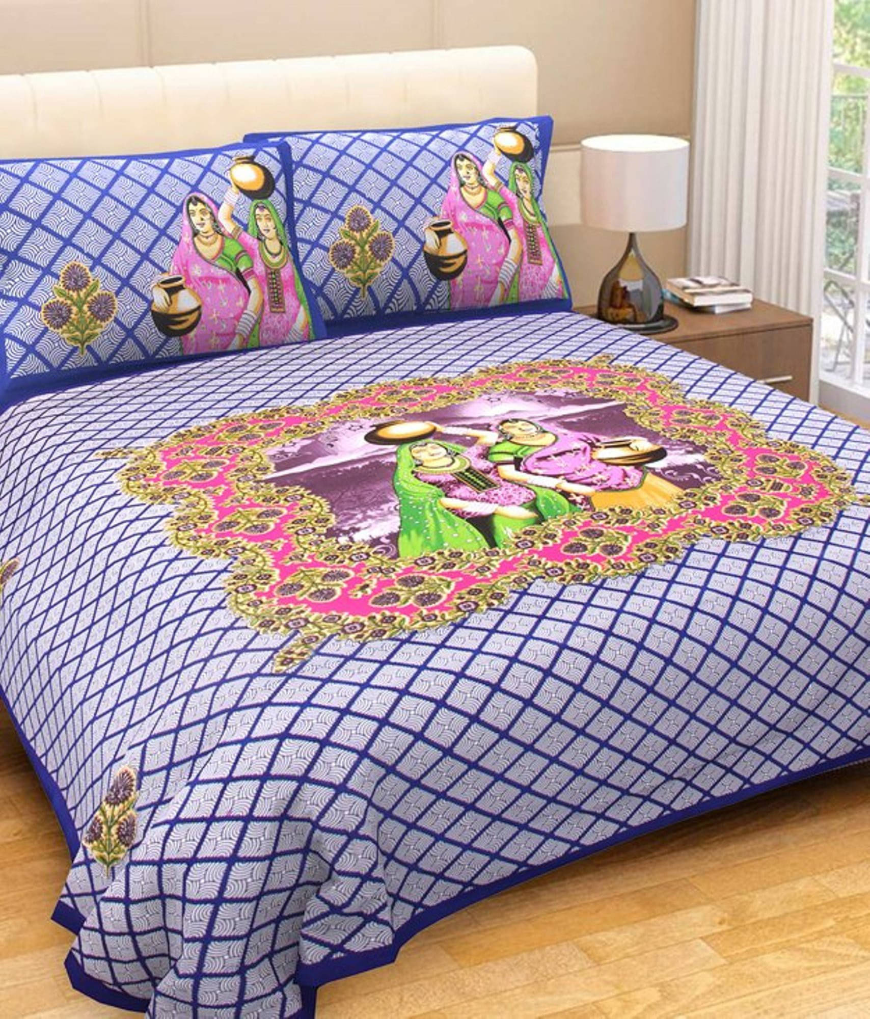     			Navkaar Creation Cotton 1 Double Bedsheet with 2 Pillow Covers ( Multicolor )