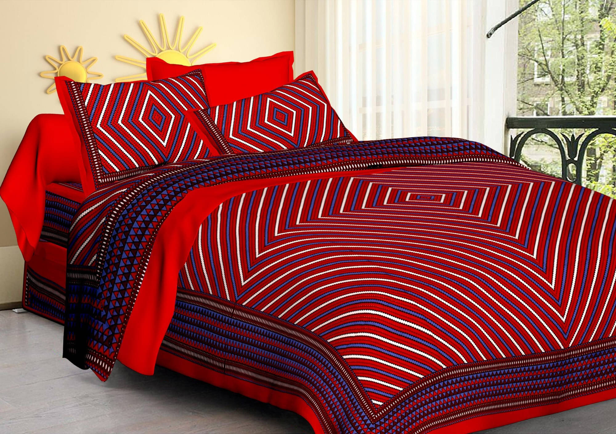 Navkaar Creation Cotton 1 Double Bedsheet with 2 Pillow Covers ( Red ) Navkaar Creation Cotton 1 Double Bedsheet with 2 Pillow Covers ( Red )