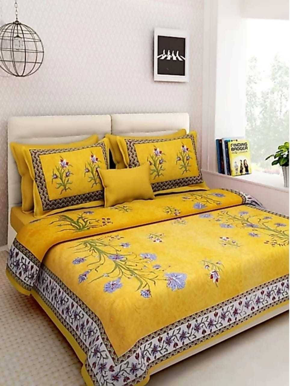 Navkaar Creation Cotton 1 Double Bedsheet with 2 Pillow Covers ( Yellow ) Navkaar Creation Cotton 1 Double Bedsheet with 2 Pillow Covers ( Yellow )