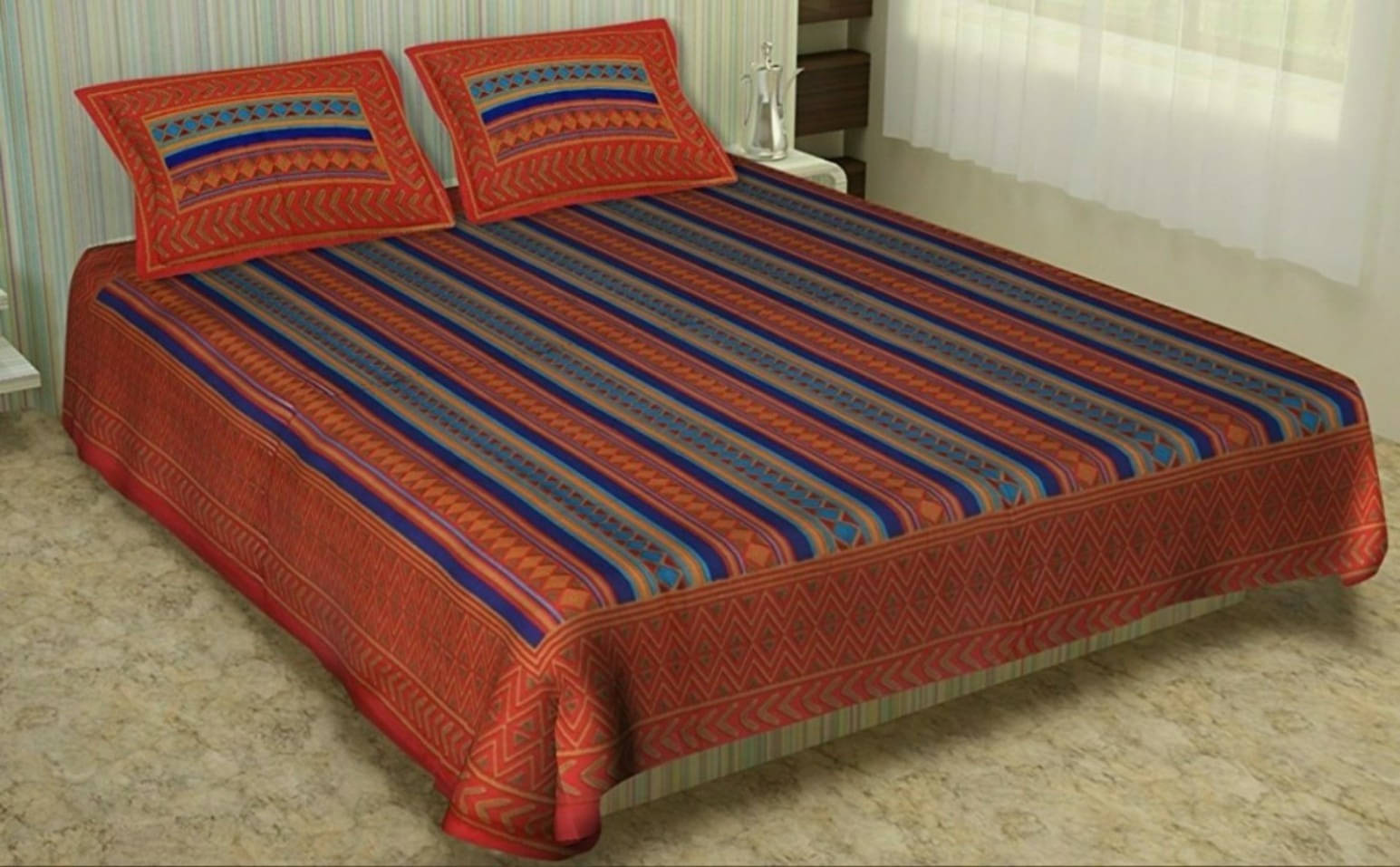 Navkaar Creation Cotton 1 Double Bedsheet with 2 Pillow Covers ( Maroon ) Navkaar Creation Cotton 1 Double Bedsheet with 2 Pillow Covers ( Maroon )