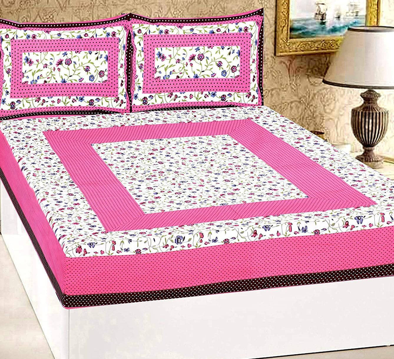     			Navkaar Creation Cotton 1 Double Bedsheet with 2 Pillow Covers ( Multicolor )