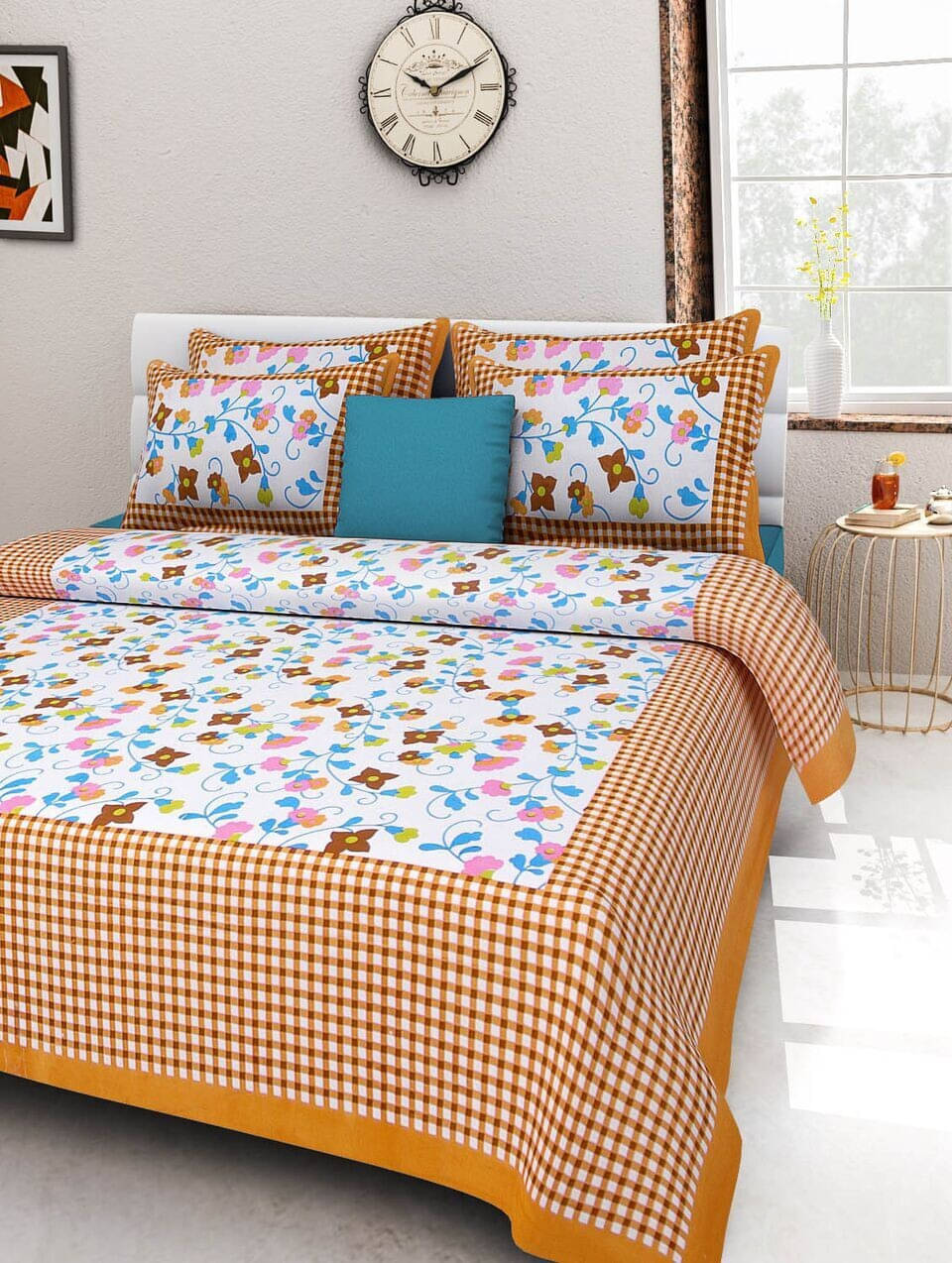     			Navkaar Creation Cotton 1 Double Bedsheet with 2 Pillow Covers ( Maroon )