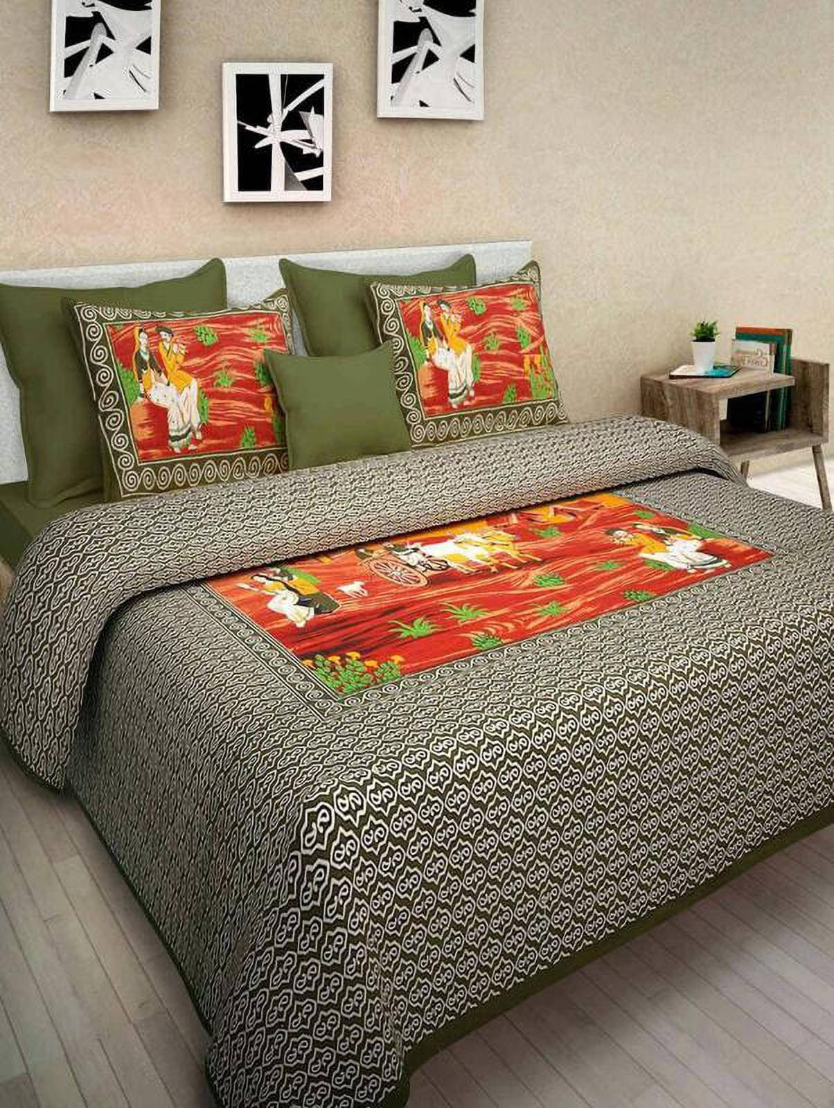     			Navkaar Creation Cotton 1 Double Bedsheet with 2 Pillow Covers ( Grey )