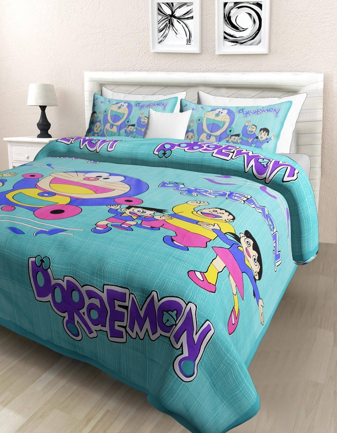     			Navkaar Creation Cotton 1 Double Bedsheet with 2 Pillow Covers ( Green )