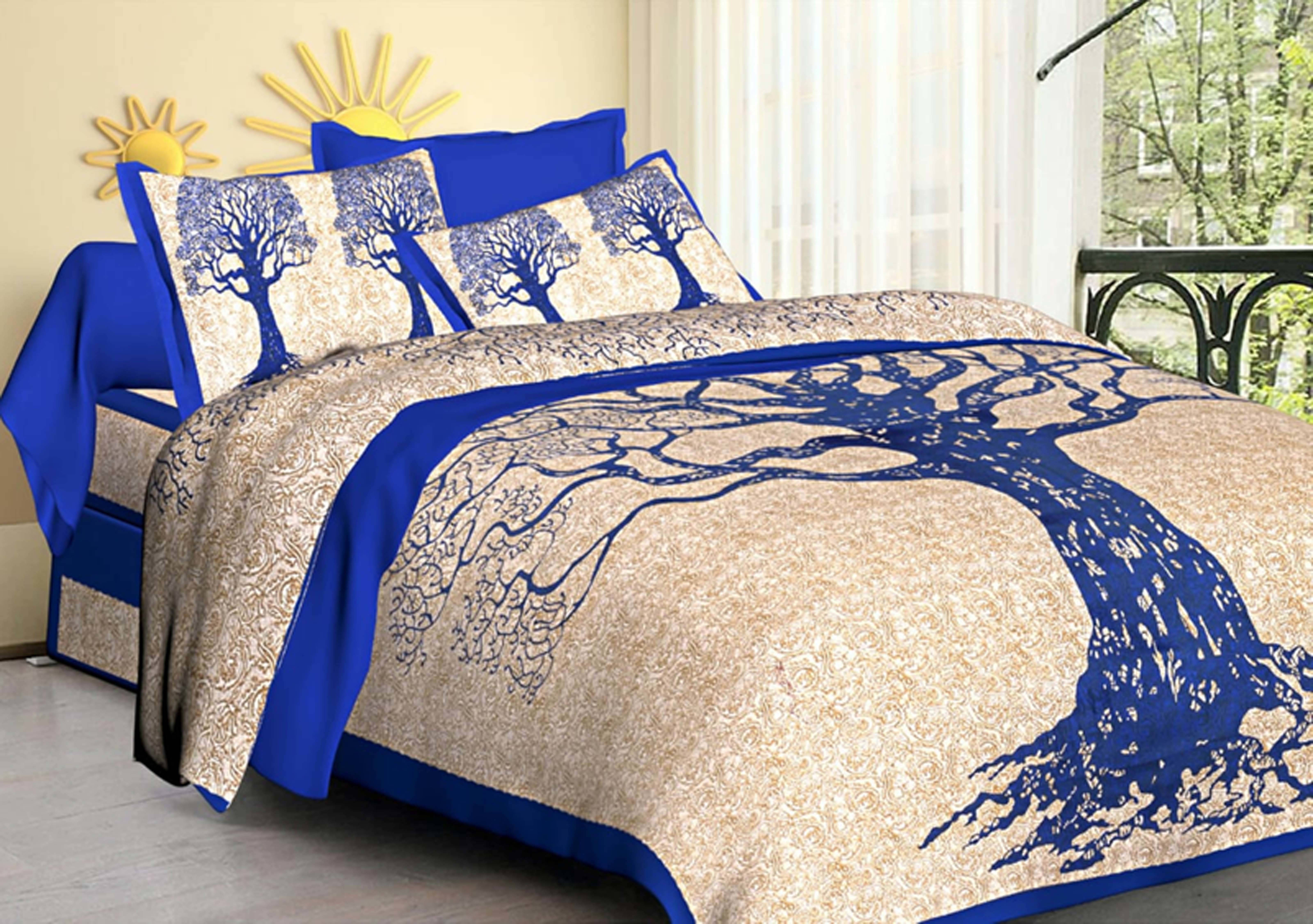 Navkaar Creation Cotton 1 Double Bedsheet with 2 Pillow Covers ( Blue ) Navkaar Creation Cotton 1 Double Bedsheet with 2 Pillow Covers ( Blue )
