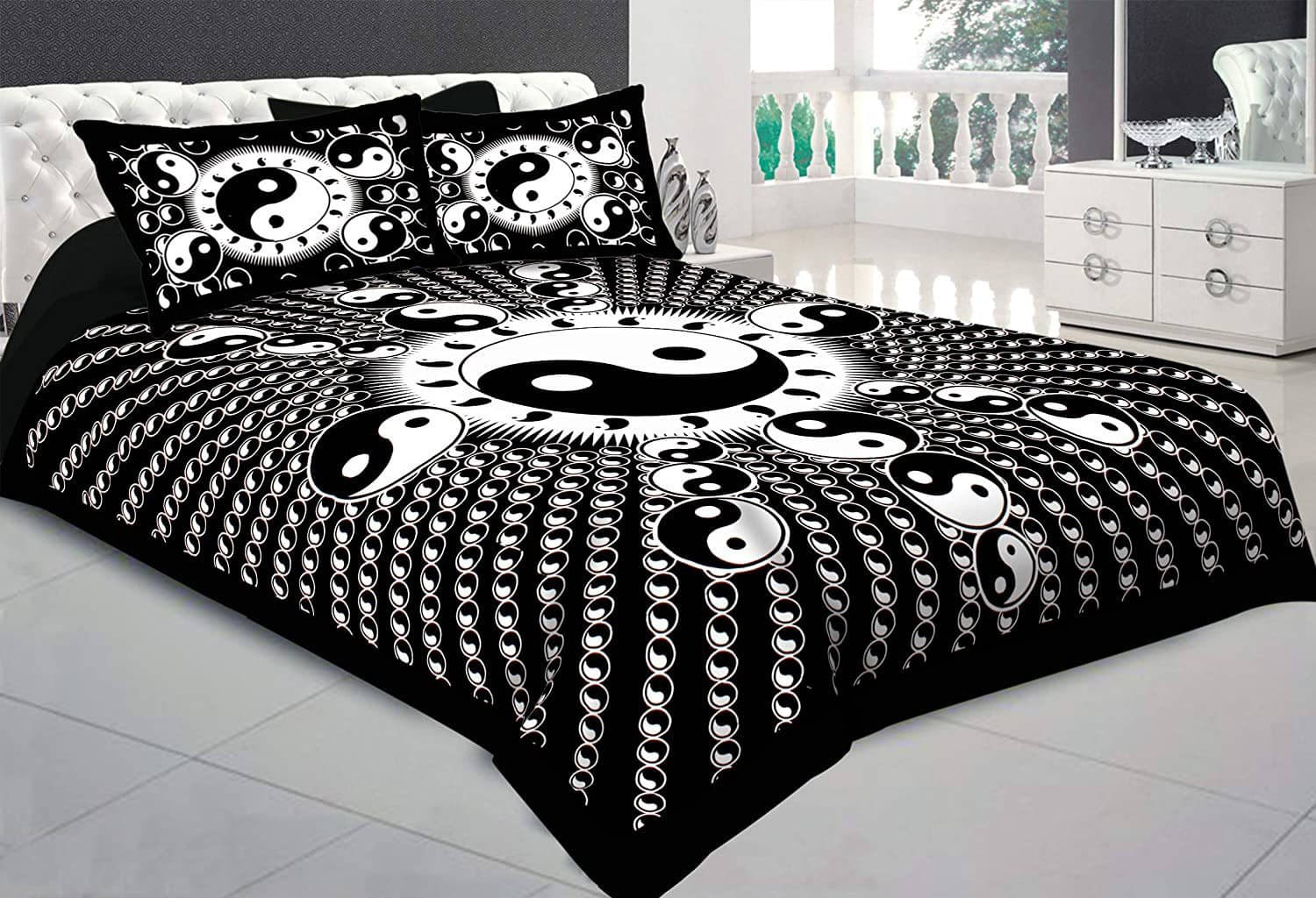 Navkaar Creation Cotton 1 Double Bedsheet with 2 Pillow Covers ( Black ) Navkaar Creation Cotton 1 Double Bedsheet with 2 Pillow Covers ( Black )