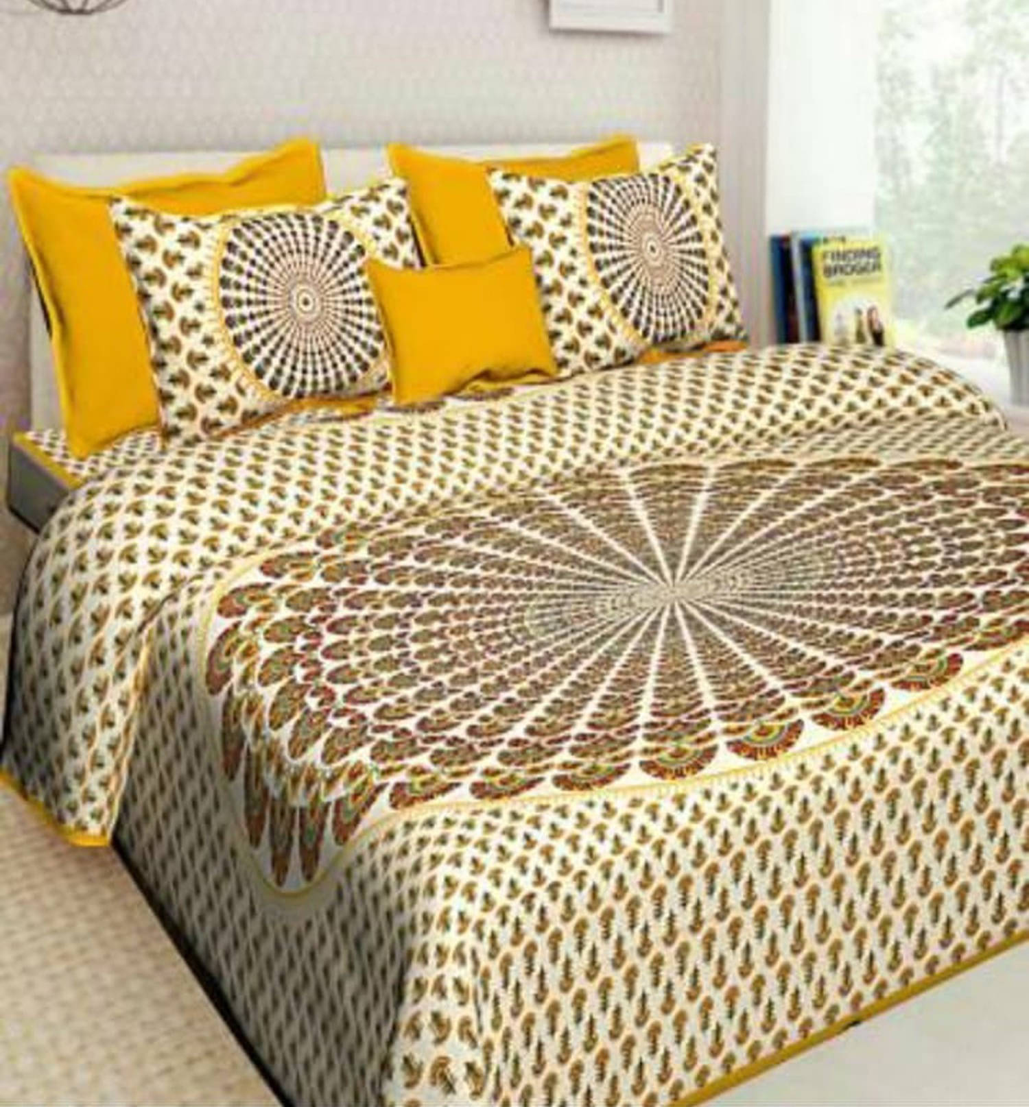 Navkaar Creation Cotton 1 Double Bedsheet with 2 Pillow Covers ( Yellow ) Navkaar Creation Cotton 1 Double Bedsheet with 2 Pillow Covers ( Yellow )