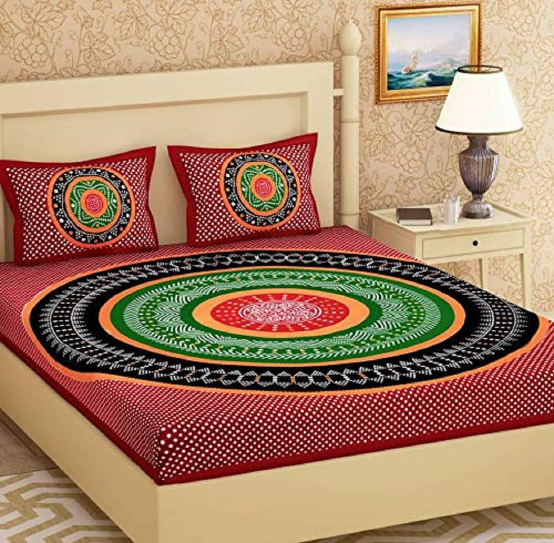 Navkaar Creation Cotton 1 Double Bedsheet with 2 Pillow Covers ( Maroon ) Navkaar Creation Cotton 1 Double Bedsheet with 2 Pillow Covers ( Maroon )