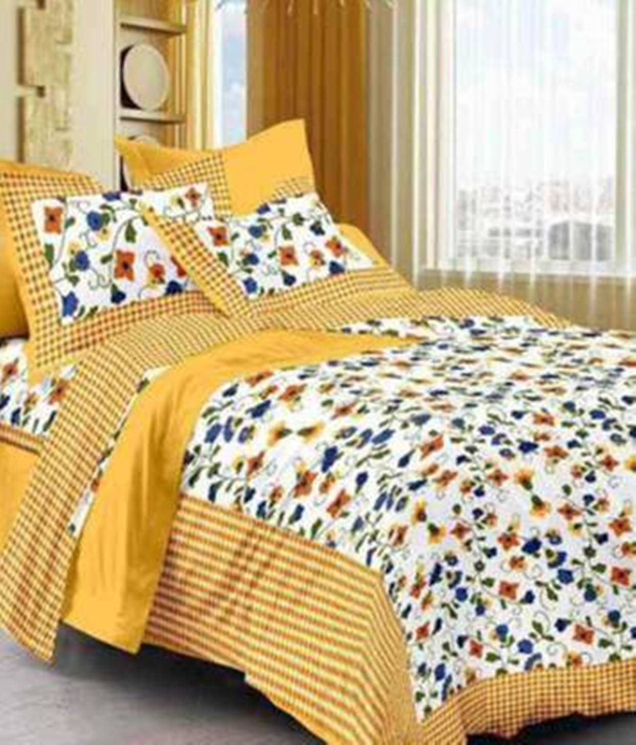 Navkaar Creation Cotton 1 Double Bedsheet with 2 Pillow Covers ( Yellow ) Navkaar Creation Cotton 1 Double Bedsheet with 2 Pillow Covers ( Yellow )