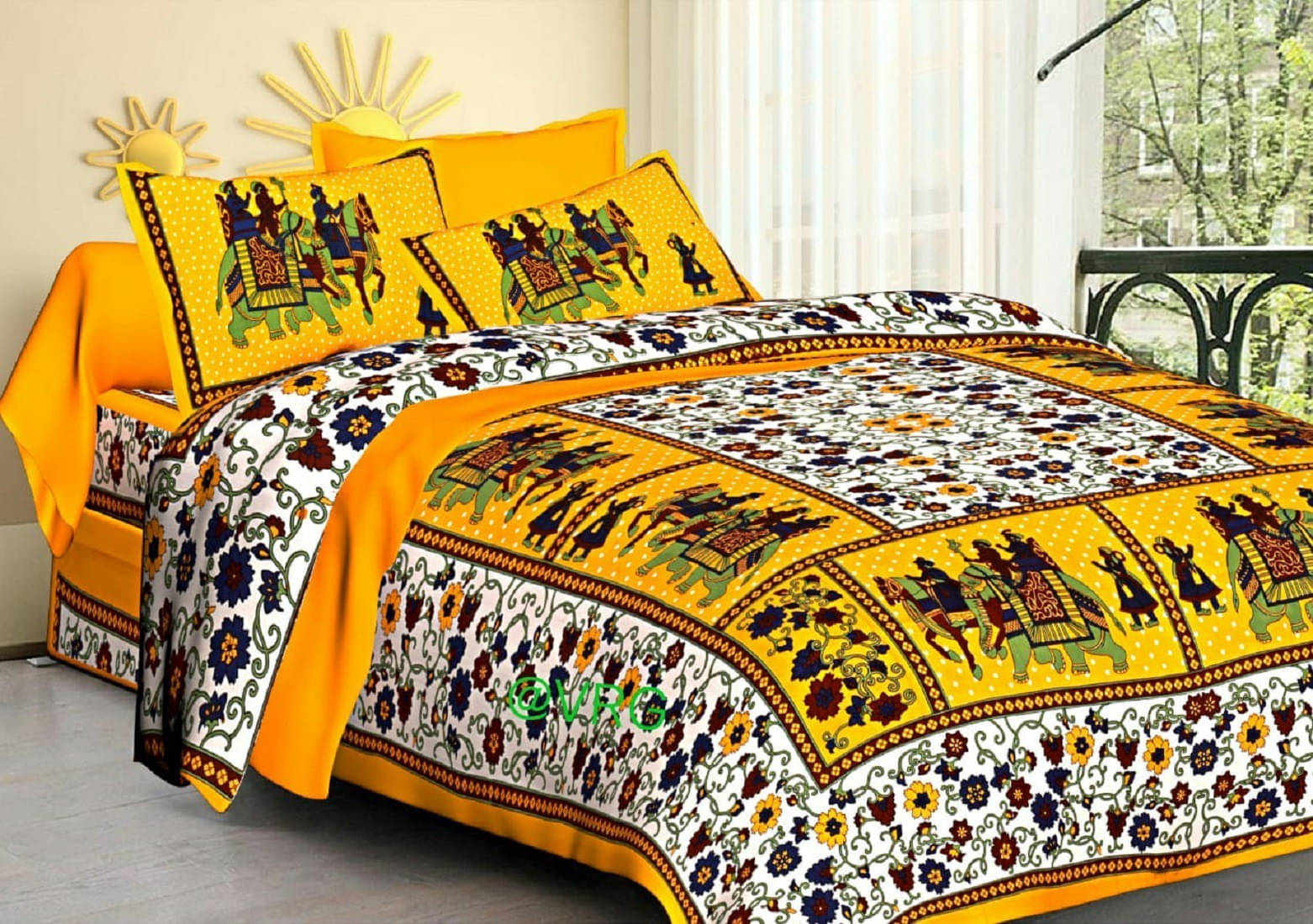Navkaar Creation Cotton 1 Double Bedsheet with 2 Pillow Covers ( Multicolor ) Navkaar Creation Cotton 1 Double Bedsheet with 2 Pillow Covers ( Multicolor )