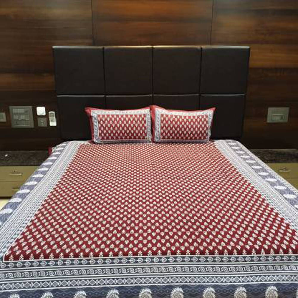 Navkaar Creation Cotton 1 Double Bedsheet with 2 Pillow Covers ( Maroon ) Navkaar Creation Cotton 1 Double Bedsheet with 2 Pillow Covers ( Maroon )