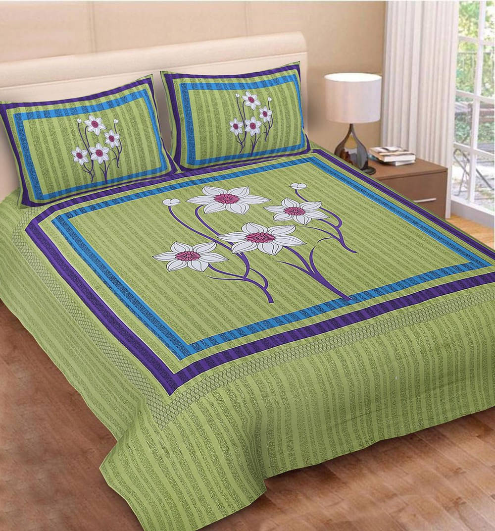 Navkaar Creation Cotton 1 Double Bedsheet with 2 Pillow Covers ( Green ) Navkaar Creation Cotton 1 Double Bedsheet with 2 Pillow Covers ( Green )
