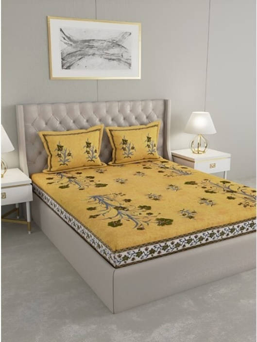 Navkaar Creation Cotton 1 Double Bedsheet with 2 Pillow Covers ( Yellow ) Navkaar Creation Cotton 1 Double Bedsheet with 2 Pillow Covers ( Yellow )