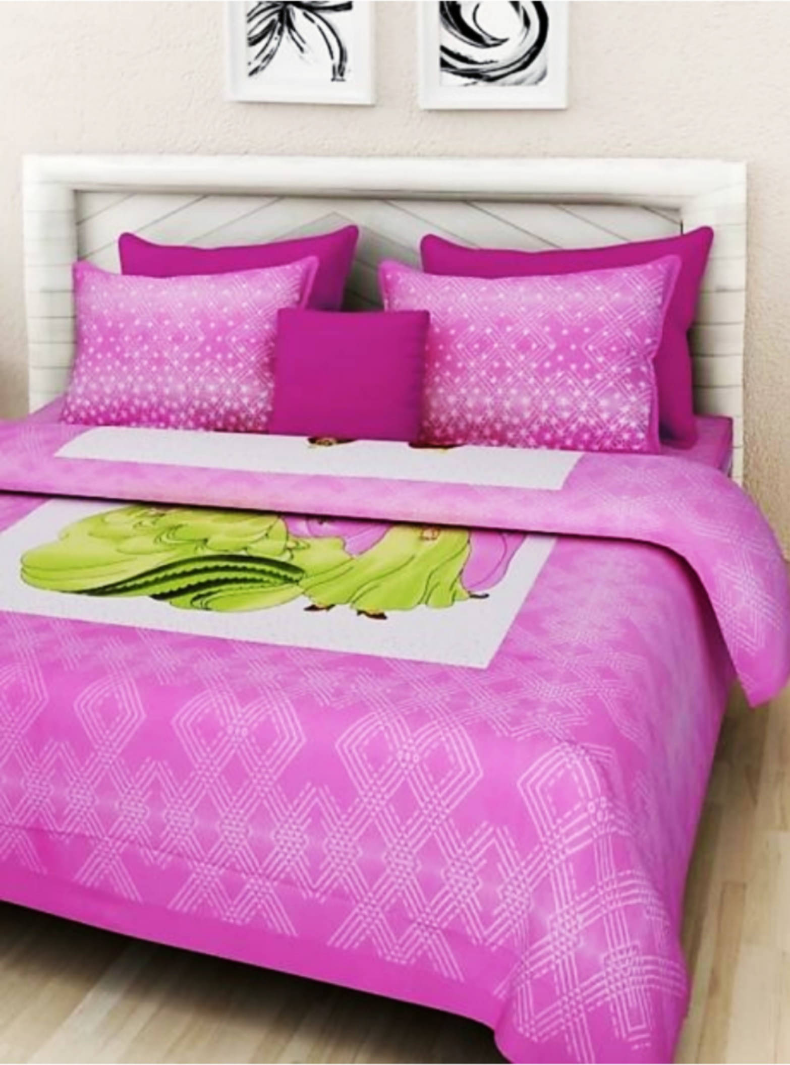 Navkaar Creation Cotton 1 Double Bedsheet with 2 Pillow Covers ( Pink ) Navkaar Creation Cotton 1 Double Bedsheet with 2 Pillow Covers ( Pink )