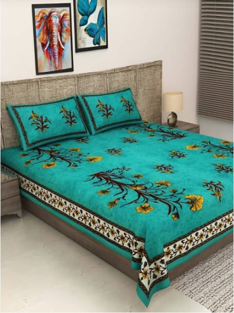 Navkaar Creation Cotton 1 Double Bedsheet with 2 Pillow Covers ( Blue ) Navkaar Creation Cotton 1 Double Bedsheet with 2 Pillow Covers ( Blue )