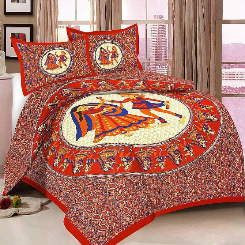 Navkaar Creation Cotton 1 Double Bedsheet with 2 Pillow Covers ( Red ) Navkaar Creation Cotton 1 Double Bedsheet with 2 Pillow Covers ( Red )