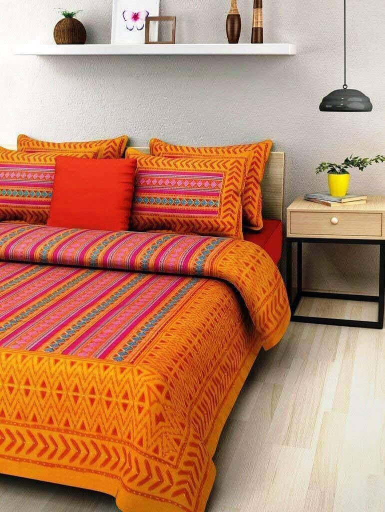     			Navkaar Creation Cotton 1 Double Bedsheet with 2 Pillow Covers ( Multicolor )