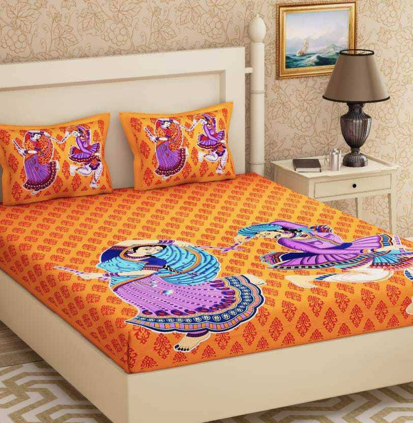 Navkaar Creation Cotton 1 Double Bedsheet with 2 Pillow Covers ( Orange ) Navkaar Creation Cotton 1 Double Bedsheet with 2 Pillow Covers ( Orange )