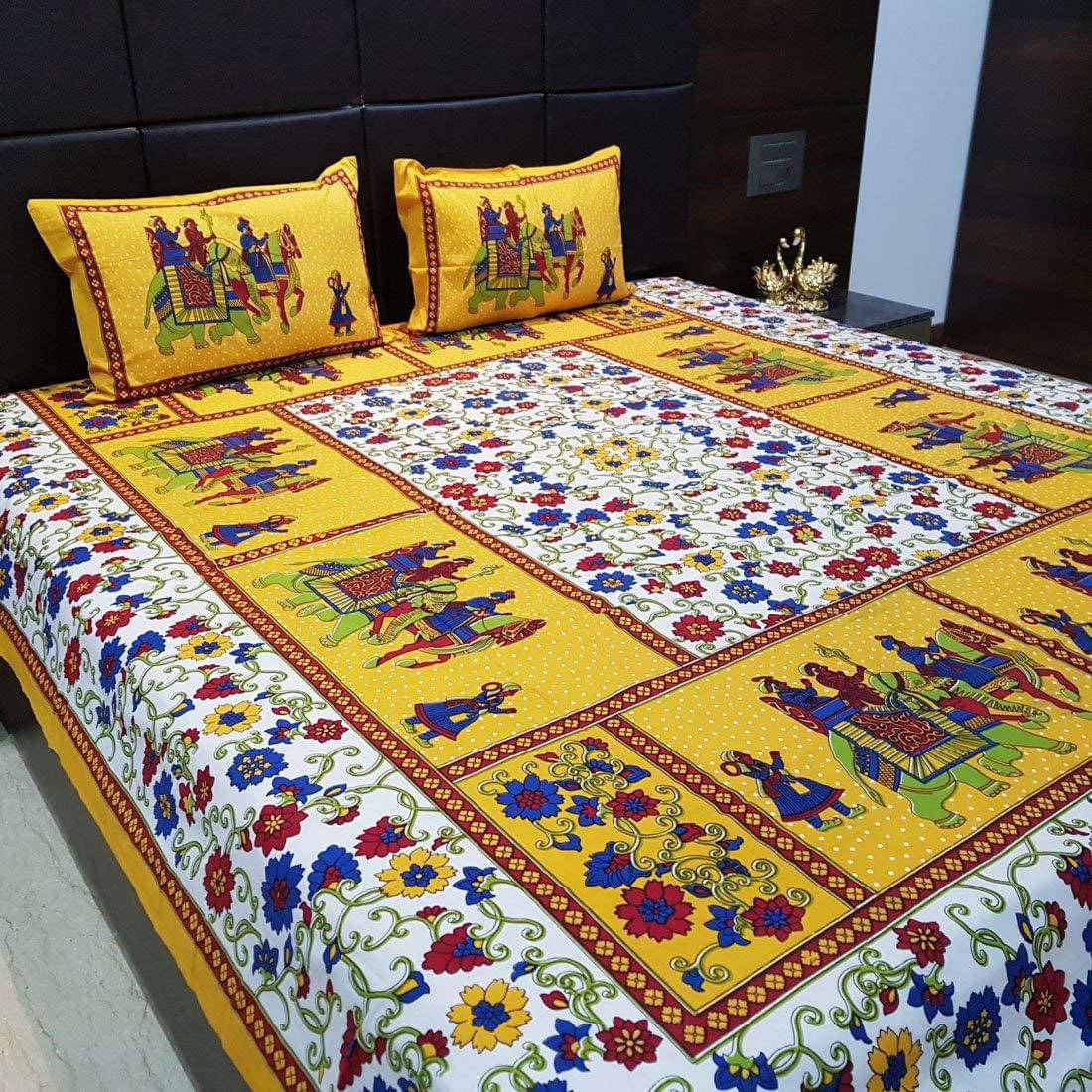 Navkaar Creation Cotton 1 Double Bedsheet with 2 Pillow Covers ( Yellow ) Navkaar Creation Cotton 1 Double Bedsheet with 2 Pillow Covers ( Yellow )