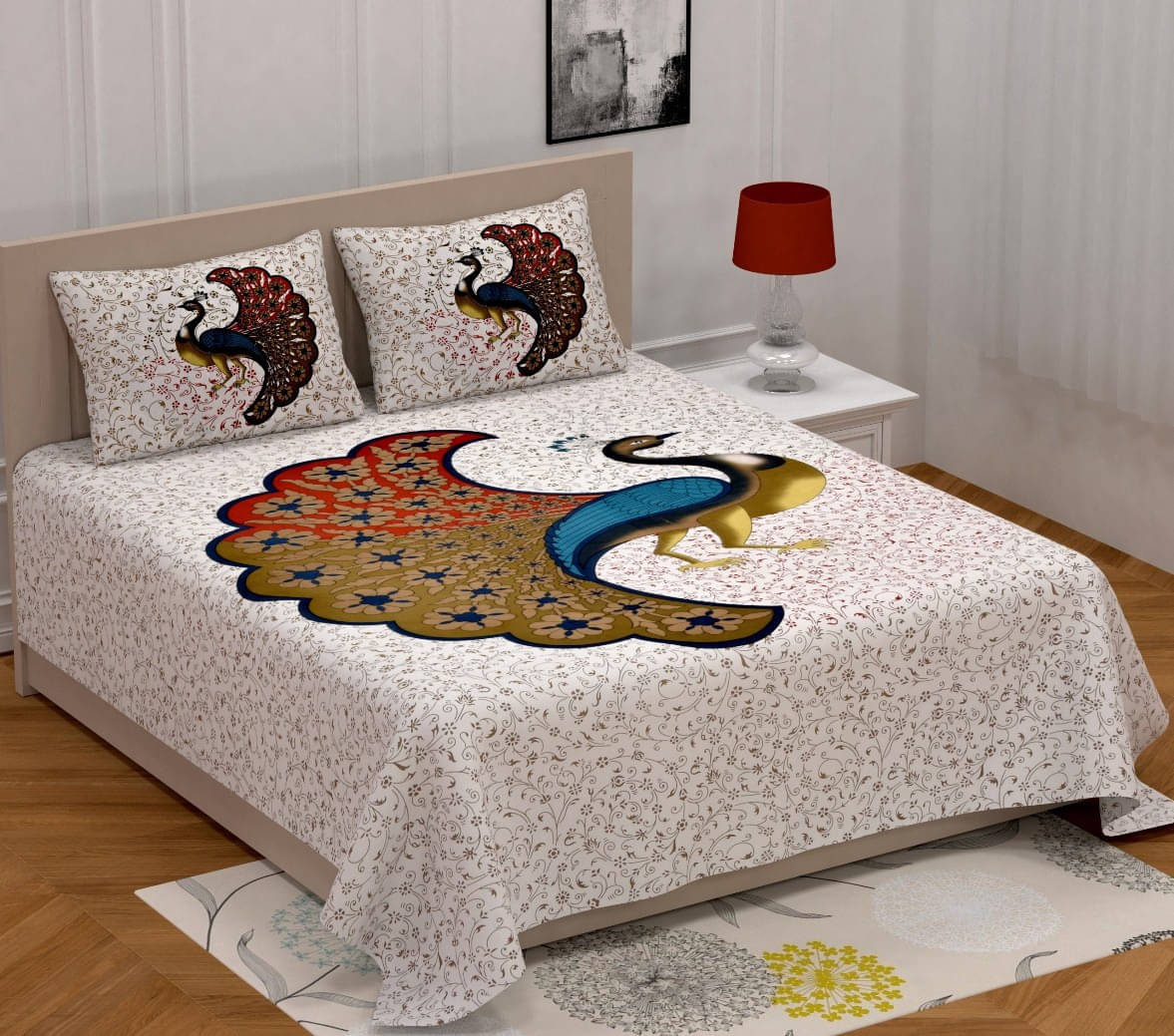 Navkaar Creation Cotton 1 Double Bedsheet with 2 Pillow Covers ( Multicolor ) Navkaar Creation Cotton 1 Double Bedsheet with 2 Pillow Covers ( Multicolor )