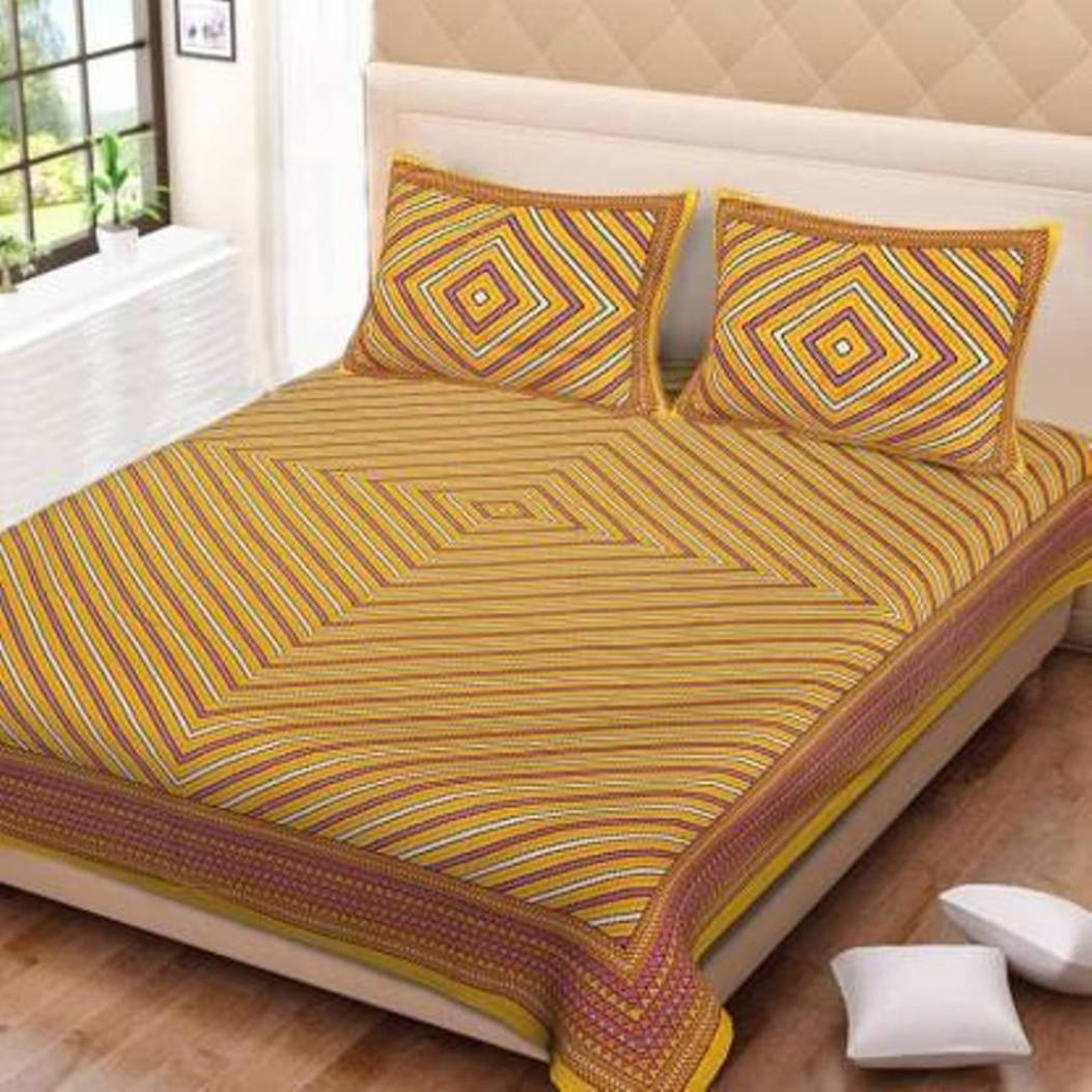 Navkaar Creation Cotton 1 Double Bedsheet with 2 Pillow Covers ( Multicolor ) Navkaar Creation Cotton 1 Double Bedsheet with 2 Pillow Covers ( Multicolor )