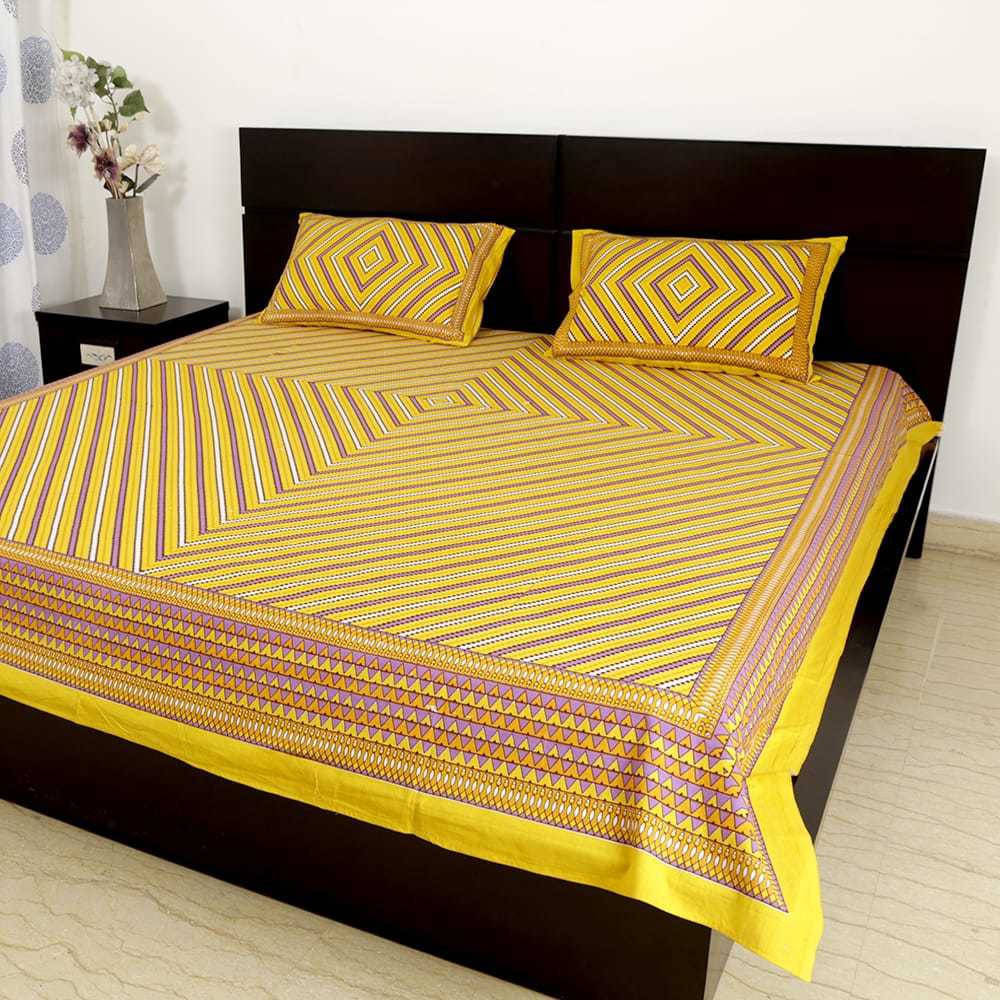 Navkaar Creation Cotton 1 Double Bedsheet with 2 Pillow Covers ( Yellow ) Navkaar Creation Cotton 1 Double Bedsheet with 2 Pillow Covers ( Yellow )