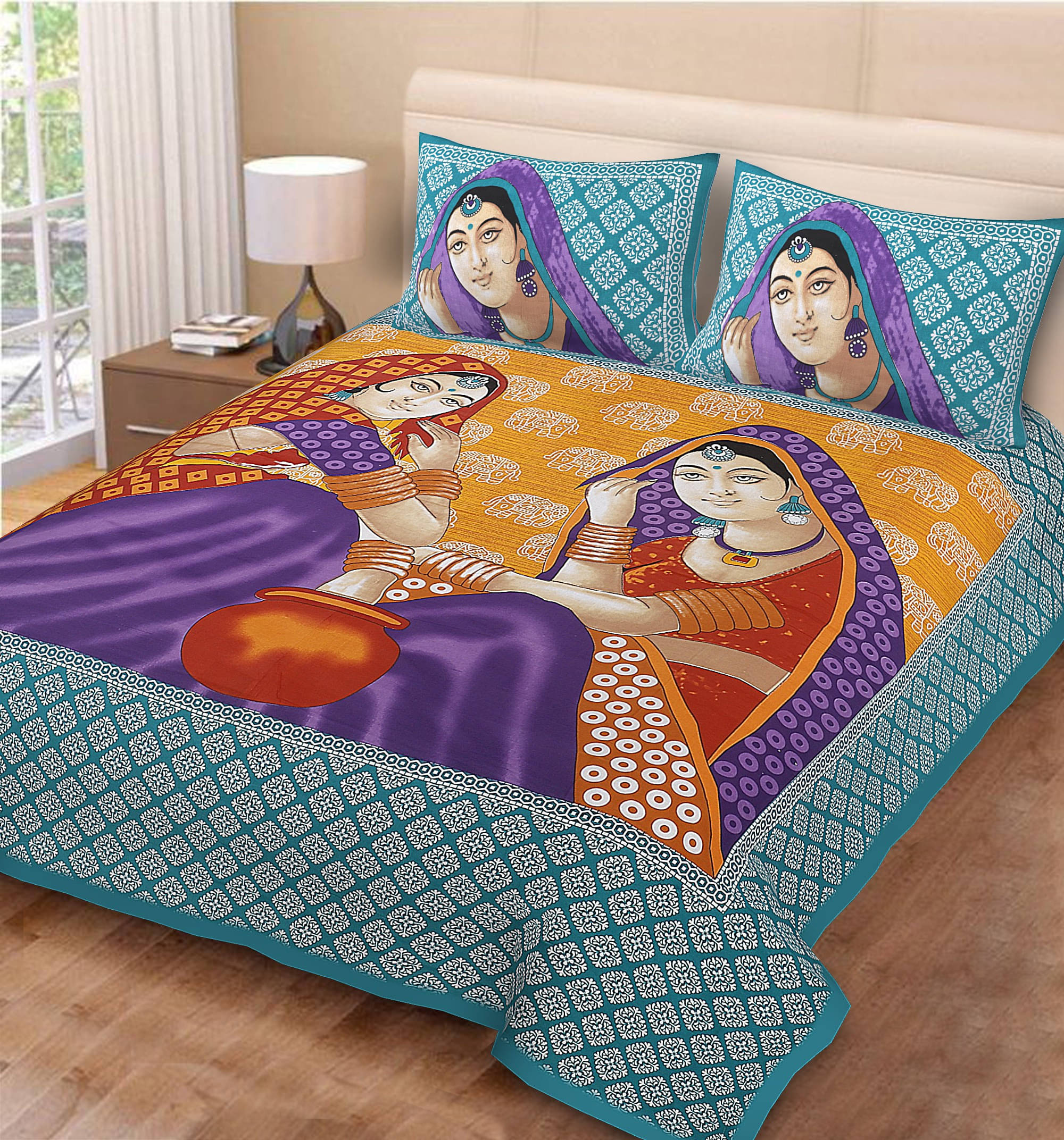 Navkaar Creation Cotton 1 Double Bedsheet with 2 Pillow Covers ( Green ) Navkaar Creation Cotton 1 Double Bedsheet with 2 Pillow Covers ( Green )
