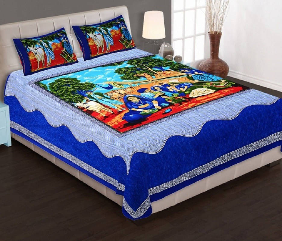 Navkaar Creation Cotton 1 Double Bedsheet with 2 Pillow Covers ( Blue ) Navkaar Creation Cotton 1 Double Bedsheet with 2 Pillow Covers ( Blue )