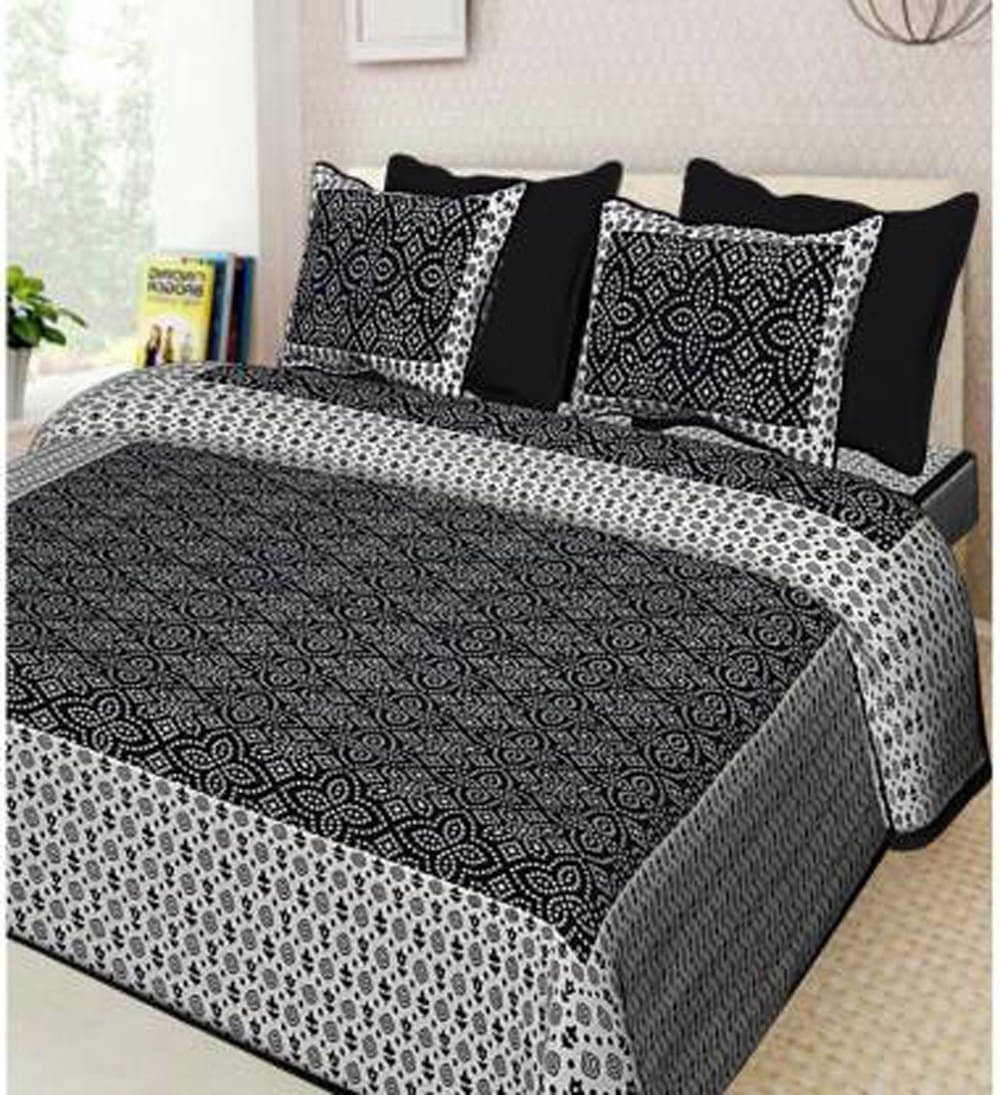 Navkaar Creation Cotton 1 Double Bedsheet with 2 Pillow Covers ( Black ) Navkaar Creation Cotton 1 Double Bedsheet with 2 Pillow Covers ( Black )