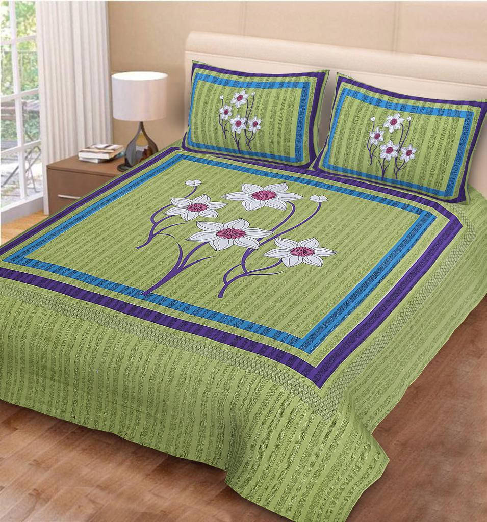 Navkaar Creation Cotton 1 Double Bedsheet with 2 Pillow Covers ( Green ) Navkaar Creation Cotton 1 Double Bedsheet with 2 Pillow Covers ( Green )
