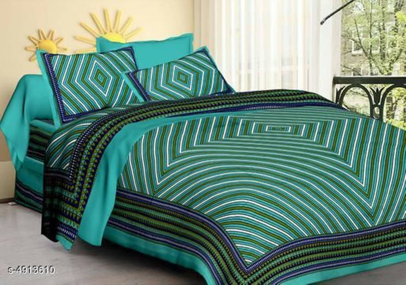 Navkaar Creation Cotton 1 Double Bedsheet with 2 Pillow Covers ( Green ) Navkaar Creation Cotton 1 Double Bedsheet with 2 Pillow Covers ( Green )