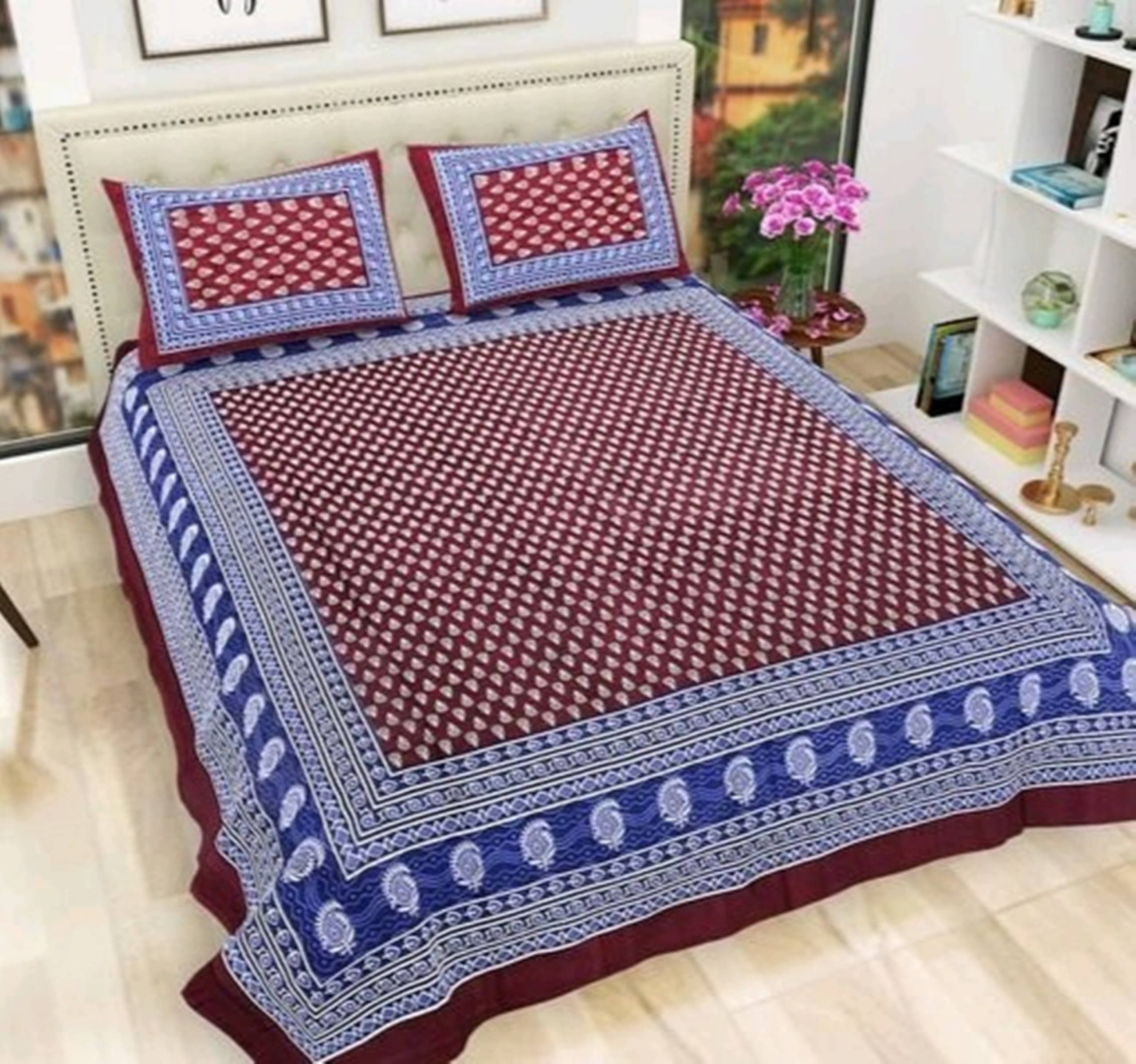 Navkaar Creation Cotton 1 Double Bedsheet with 2 Pillow Covers ( Brown ) Navkaar Creation Cotton 1 Double Bedsheet with 2 Pillow Covers ( Brown )