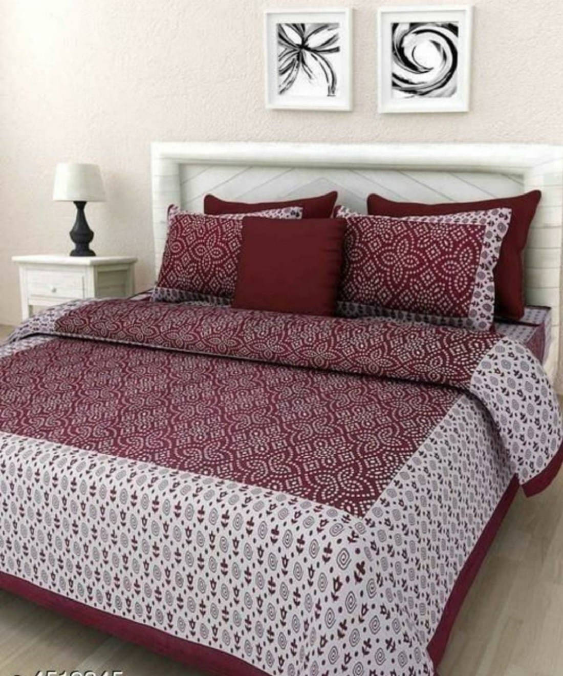 Navkaar Creation Cotton 1 Double Bedsheet with 2 Pillow Covers ( Maroon ) Navkaar Creation Cotton 1 Double Bedsheet with 2 Pillow Covers ( Maroon )