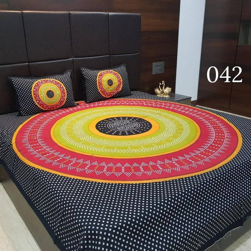 Navkaar Creation Cotton 1 Double Bedsheet with 2 Pillow Covers ( Multicolor ) Navkaar Creation Cotton 1 Double Bedsheet with 2 Pillow Covers ( Multicolor )