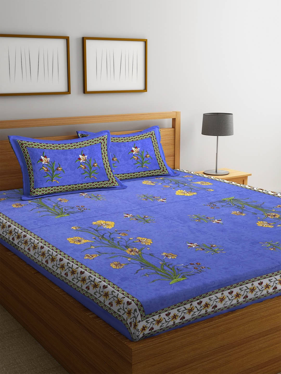 Navkaar Creation Cotton 1 Double Bedsheet with 2 Pillow Covers ( Blue ) Navkaar Creation Cotton 1 Double Bedsheet with 2 Pillow Covers ( Blue )
