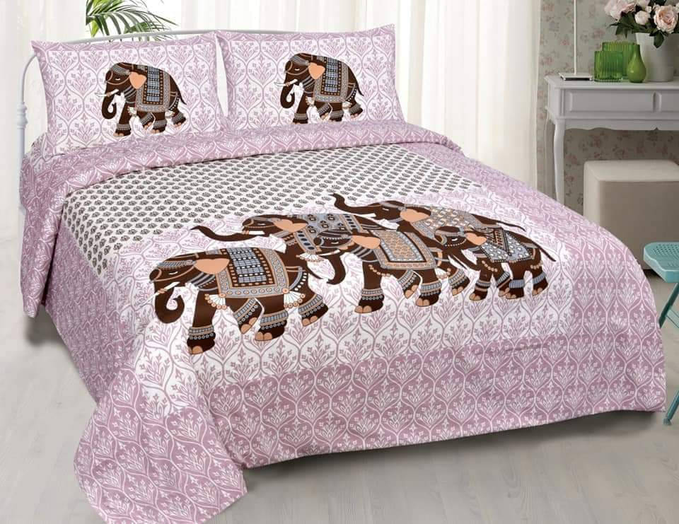     			Navkaar Creation Cotton 1 Double Bedsheet with 2 Pillow Covers ( Pink )