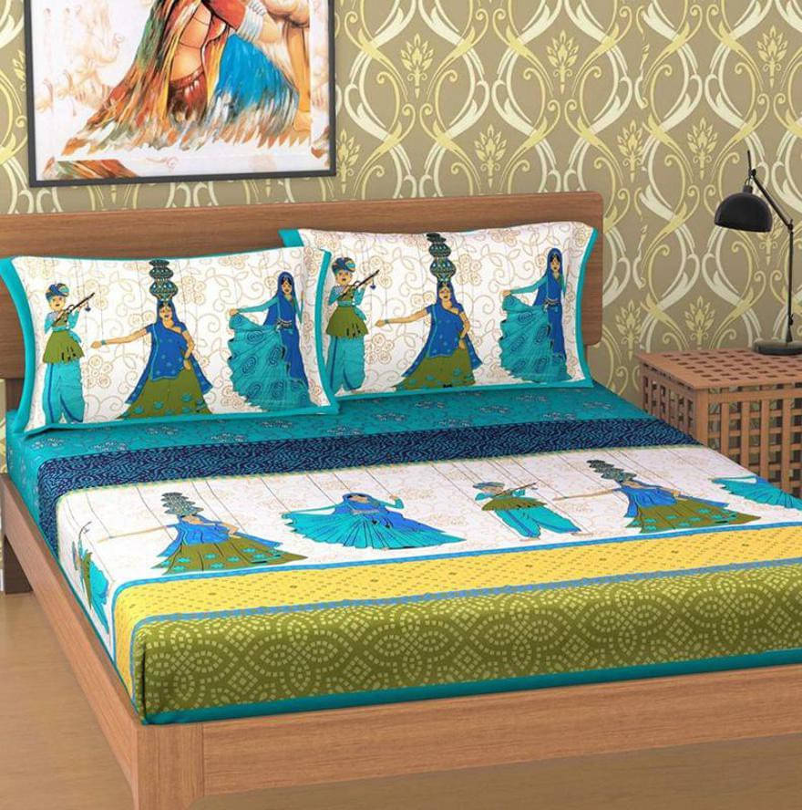 Navkaar Creation Cotton 1 Double Bedsheet with 2 Pillow Covers ( Green ) Navkaar Creation Cotton 1 Double Bedsheet with 2 Pillow Covers ( Green )