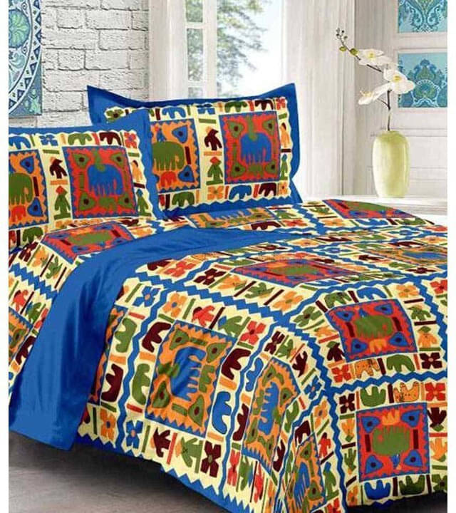 Navkaar Creation Cotton 1 Double Bedsheet with 2 Pillow Covers ( Multicolor ) Navkaar Creation Cotton 1 Double Bedsheet with 2 Pillow Covers ( Multicolor )