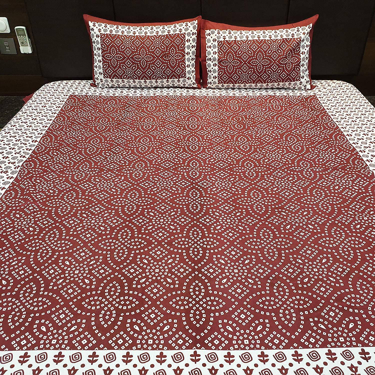 Navkaar Creation Cotton 1 Double Bedsheet with 2 Pillow Covers ( Maroon ) Navkaar Creation Cotton 1 Double Bedsheet with 2 Pillow Covers ( Maroon )